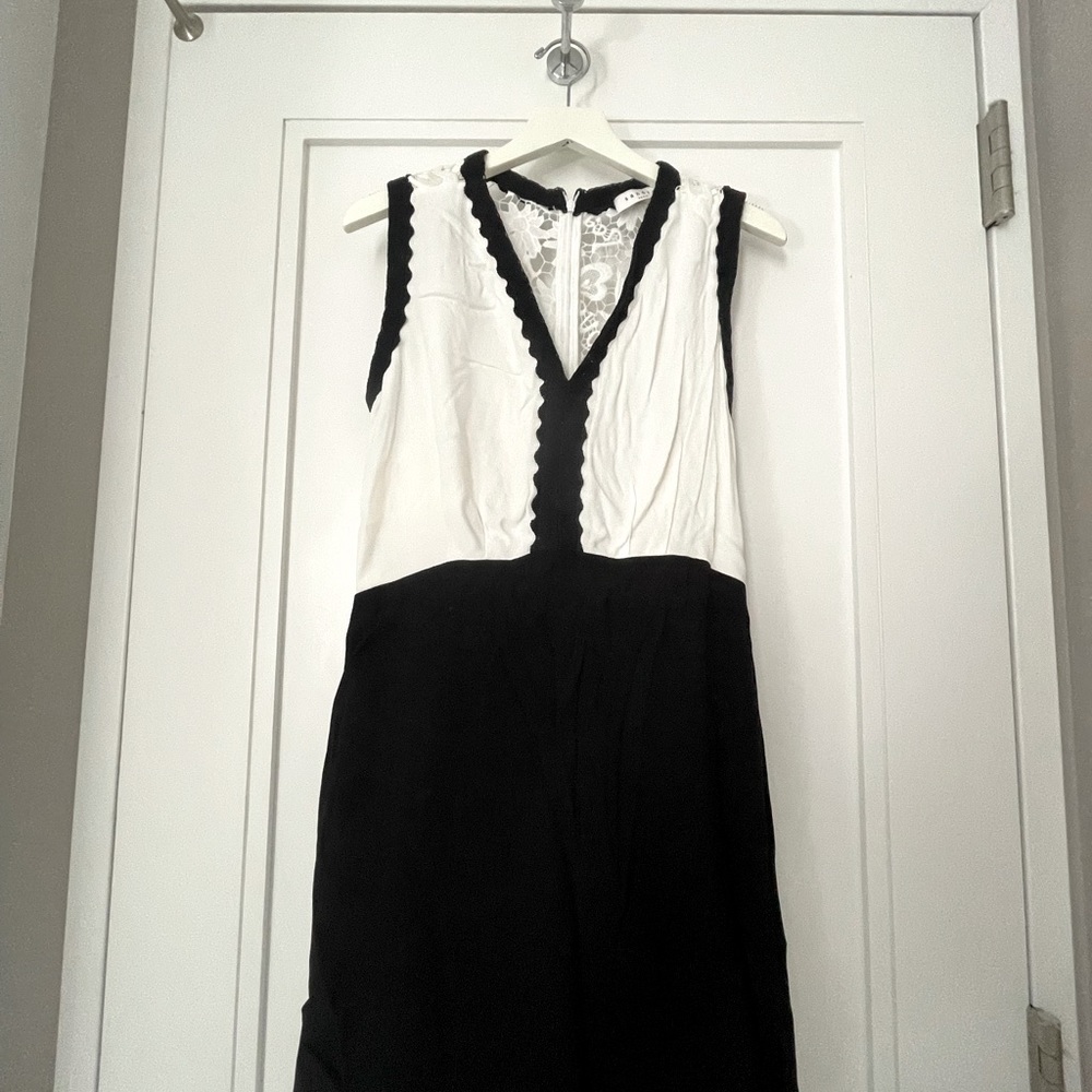 Sandro Size 3 Black and White Embroidered Back Dress (Large) New!
